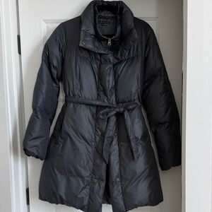 Theory Charcoal Belted Puffer Coat